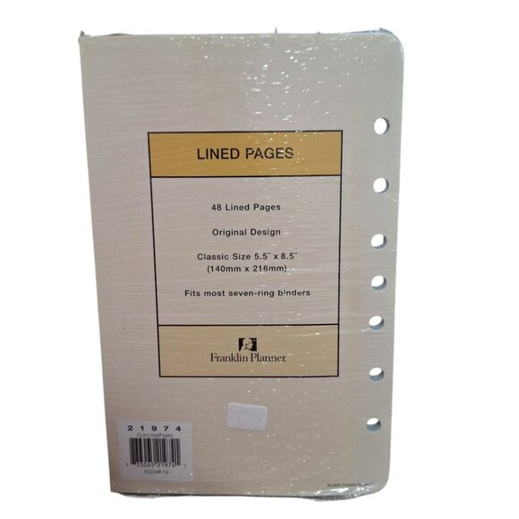 Franklin Planner Lined Page Insert Seven Ring Classic Basic Refill Replacement - Picture 4 of 4